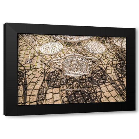 Sweden-Vastragotland and Bohuslan-Gothenburg-outdoor table and chairs Black Modern Wood Framed Art Print with Double Matting by Bibikow, Walter