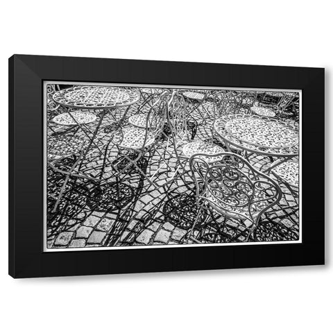 Sweden-Vastragotland and Bohuslan-Gothenburg-outdoor table and chairs Black Modern Wood Framed Art Print by Bibikow, Walter