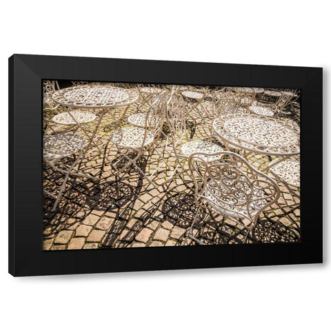 Sweden-Vastragotland and Bohuslan-Gothenburg-outdoor table and chairs Black Modern Wood Framed Art Print with Double Matting by Bibikow, Walter