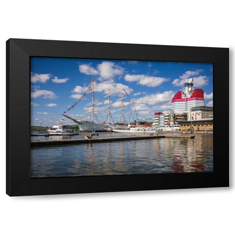 Sweden-Vastragotland and Bohuslan-Gothenburg-Goteborgs-Utkiken building-nicknamed The Lipstick Black Modern Wood Framed Art Print by Bibikow, Walter