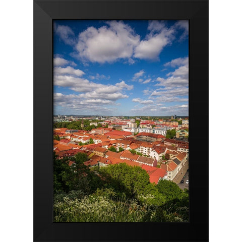 Sweden-Vastragotland and Bohuslan-Gothenburg-high angle city view from the Skansparken-late afterno Black Modern Wood Framed Art Print by Bibikow, Walter