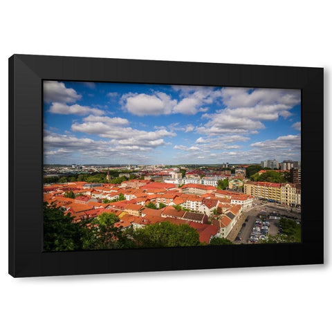 Sweden-Vastragotland and Bohuslan-Gothenburg-high angle city view from the Skansparken-late afterno Black Modern Wood Framed Art Print with Double Matting by Bibikow, Walter