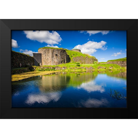 Sweden-Bohuslan-Kungalv-14th century medieval fortress-Bohus Fastning Black Modern Wood Framed Art Print by Bibikow, Walter