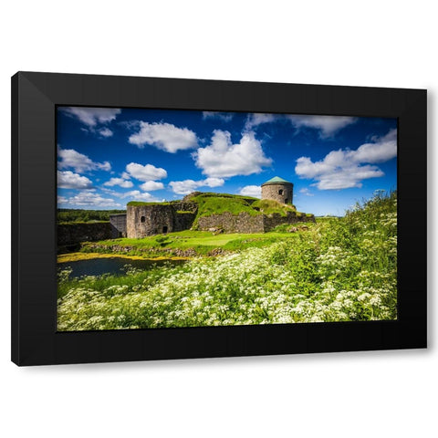 Sweden-Bohuslan-Kungalv-14th century medieval fortress-Bohus Fastning Black Modern Wood Framed Art Print by Bibikow, Walter