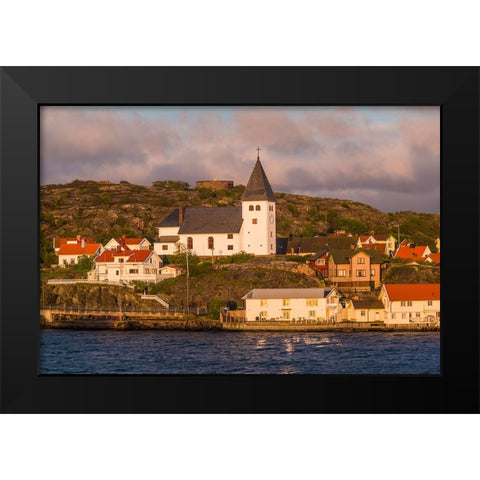 Sweden-Bohuslan-Tjorn Island-Skarhamn-Skarhamns church-late afternoon Black Modern Wood Framed Art Print by Bibikow, Walter