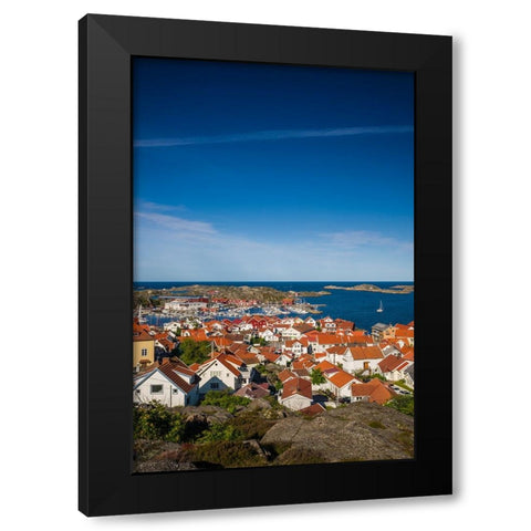 Sweden-Bohuslan-Tjorn Island-Skarhamn-town view-dawn Black Modern Wood Framed Art Print by Bibikow, Walter