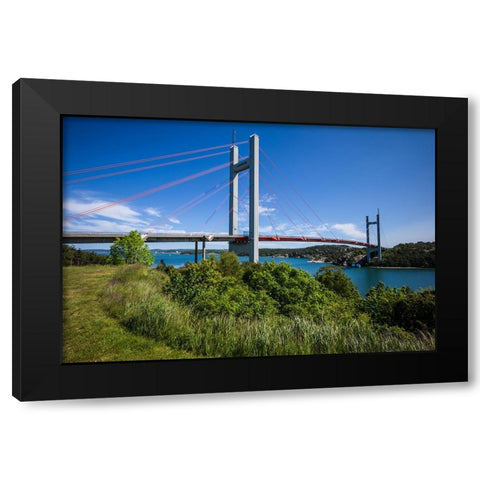 Sweden-Bohuslan-Tjorn Island-Stenungsund-Tjornbron bridge-links the mainland to Tjorn Island Black Modern Wood Framed Art Print with Double Matting by Bibikow, Walter