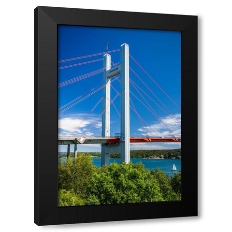 Sweden-Bohuslan-Tjorn Island-Stenungsund-Tjornbron bridge-links the mainland to Tjorn Island Black Modern Wood Framed Art Print with Double Matting by Bibikow, Walter