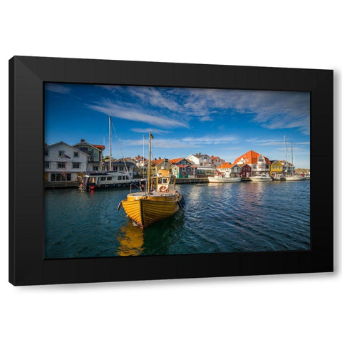 Sweden-Bohuslan-Smogen-Smogenbryggan-fishing boat Black Modern Wood Framed Art Print by Bibikow, Walter
