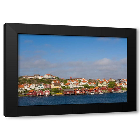 Sweden-Bohuslan-Hovenaset-coastal village view Black Modern Wood Framed Art Print by Bibikow, Walter