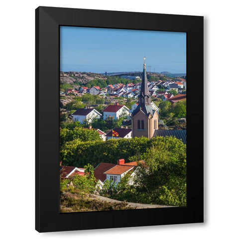 Sweden-Bohuslan-Kungshamn-town view from the south-with church Black Modern Wood Framed Art Print with Double Matting by Bibikow, Walter
