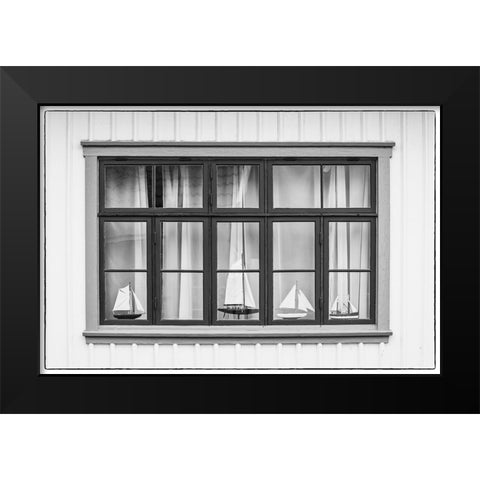 Sweden-Bohuslan-Fjallbacka-village house detail Black Modern Wood Framed Art Print by Bibikow, Walter