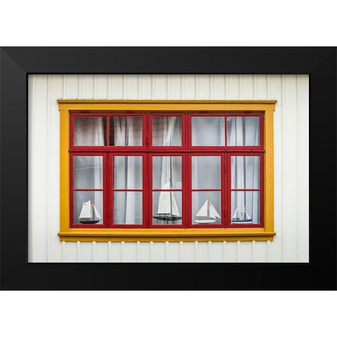 Sweden-Bohuslan-Fjallbacka-village house detail Black Modern Wood Framed Art Print by Bibikow, Walter