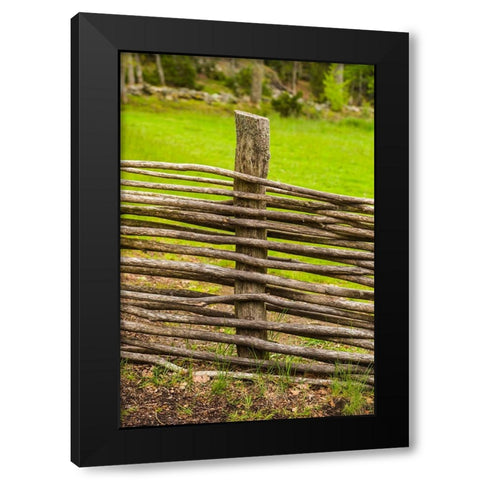 Sweden-Bohuslan-Tanumshede-traditional architecture-wood fence Black Modern Wood Framed Art Print by Bibikow, Walter