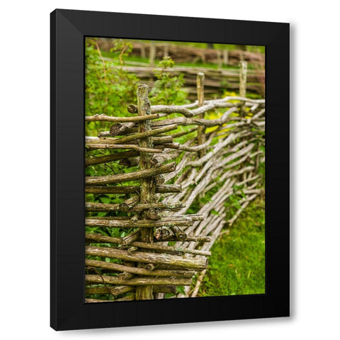 Sweden-Bohuslan-Tanumshede-traditional architecture-wood fence Black Modern Wood Framed Art Print by Bibikow, Walter