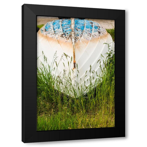 Sweden-Bohuslan-Tjarno Island-Tjarno-small boat Black Modern Wood Framed Art Print by Bibikow, Walter