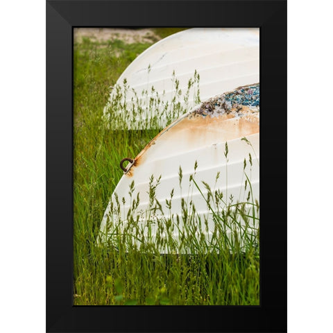 Sweden-Bohuslan-Tjarno Island-Tjarno-small boat Black Modern Wood Framed Art Print by Bibikow, Walter