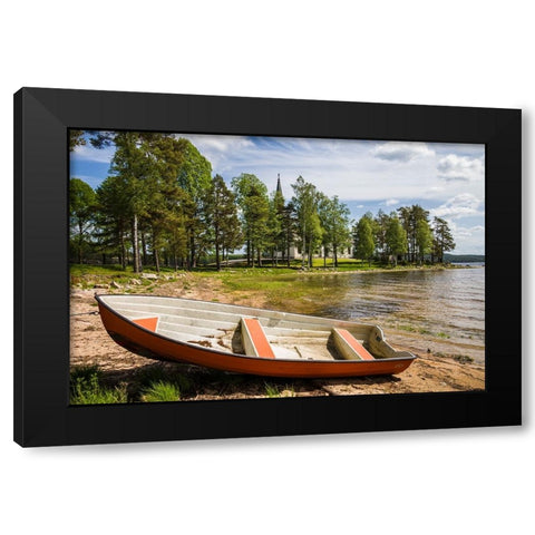 Sweden-Varmland-Vastra Fagelvik-small boat Black Modern Wood Framed Art Print with Double Matting by Bibikow, Walter