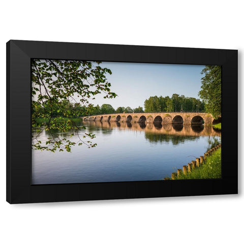 Sweden-Varmland-Karlstad-Ostra bron bridge-longest stone arch bridge in Sweden-built 1797 Black Modern Wood Framed Art Print by Bibikow, Walter