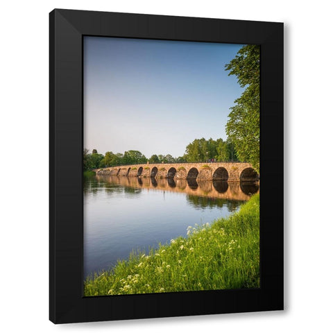 Sweden-Varmland-Karlstad-bridge-longest stone arch bridge in Sweden-built 1797 Black Modern Wood Framed Art Print with Double Matting by Bibikow, Walter