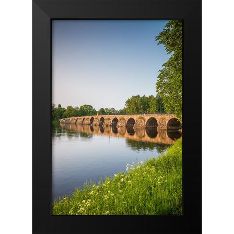 Sweden-Varmland-Karlstad-bridge-longest stone arch bridge in Sweden-built 1797 Black Modern Wood Framed Art Print by Bibikow, Walter