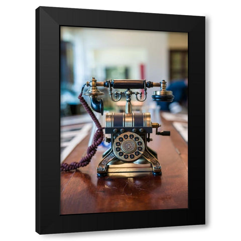 Sweden-Varmland-Karlskoga-Alfred Nobels laboratory-antique laboratory telephone Black Modern Wood Framed Art Print with Double Matting by Bibikow, Walter