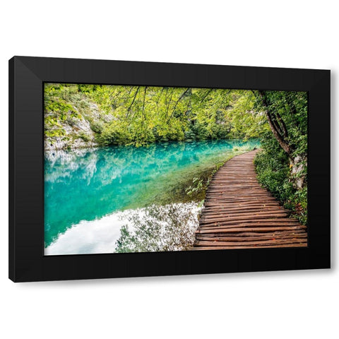 Croatia Plitvice Lakes National Park Walkway along the water in Plitvice Lakes National Park Black Modern Wood Framed Art Print by Wilson, Emily