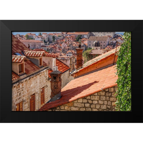 Croatia Dalmatia Dubrovnik Red terra cotta roof tiles in the old town of Dubrovnik Black Modern Wood Framed Art Print by Wilson, Emily