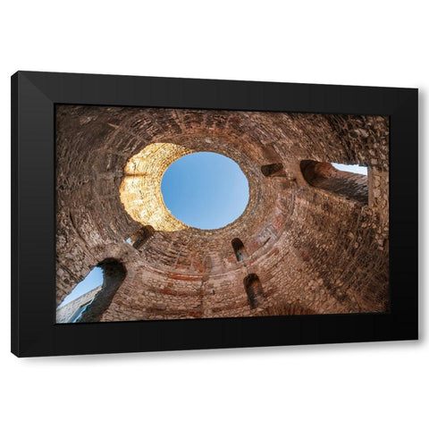 Split-Croatia-Looking upward inside Diocletians Palaces peristyle Black Modern Wood Framed Art Print by Haseltine, Tom