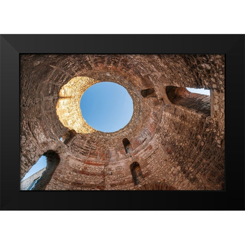 Split-Croatia-Looking upward inside Diocletians Palaces peristyle Black Modern Wood Framed Art Print by Haseltine, Tom