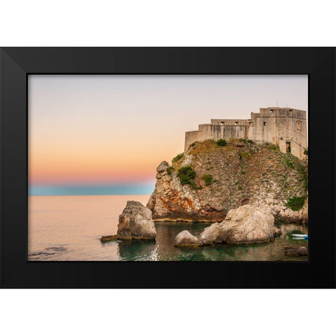Dubrovnik-Croatia-Fortress Lovrijenac on the Adriatic Sea Black Modern Wood Framed Art Print by Haseltine, Tom