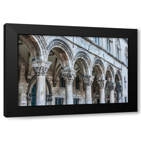Dubrovnik-Croatia-Ornate columns at Sponza Palace Black Modern Wood Framed Art Print with Double Matting by Haseltine, Tom