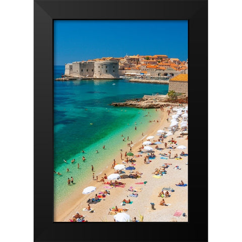 Dubrovnik-Croatia-Beach on the Adriatic Sea near Old Town Black Modern Wood Framed Art Print by Haseltine, Tom