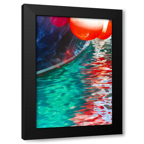 Boat buoys reflect in the water of the Adriatic Sea-Kolocep Island-Croatia Black Modern Wood Framed Art Print by Haseltine, Tom