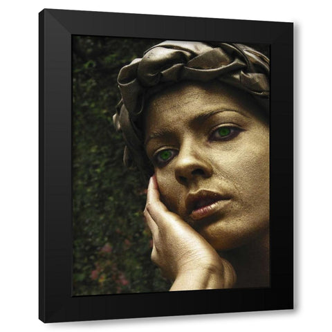 England, London Gold-painted face of female mime Black Modern Wood Framed Art Print with Double Matting by Ross, Nancy ,  Steve