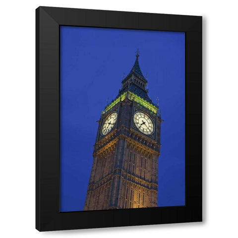 Great Britain, London Clock Tower at dusk Black Modern Wood Framed Art Print with Double Matting by Flaherty, Dennis