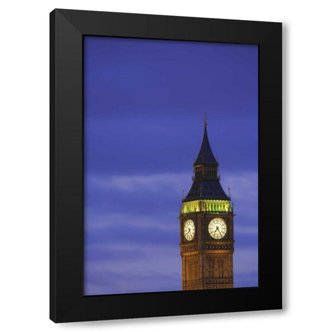Great Britain, London Clock Tower at dusk Black Modern Wood Framed Art Print by Flaherty, Dennis