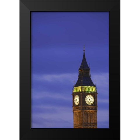 Great Britain, London Clock Tower at dusk Black Modern Wood Framed Art Print by Flaherty, Dennis