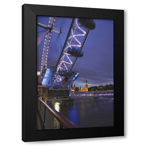 Great Britain, London Cityscape at twilight Black Modern Wood Framed Art Print by Flaherty, Dennis