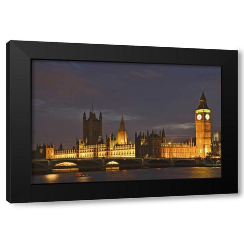 Great Britain, London Big Ben and Parliament, Black Modern Wood Framed Art Print with Double Matting by Flaherty, Dennis