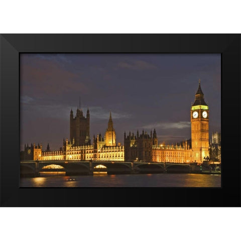 Great Britain, London Big Ben and Parliament, Black Modern Wood Framed Art Print by Flaherty, Dennis