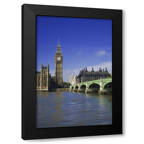 Great Britain, London cityscape of downtown Black Modern Wood Framed Art Print with Double Matting by Flaherty, Dennis