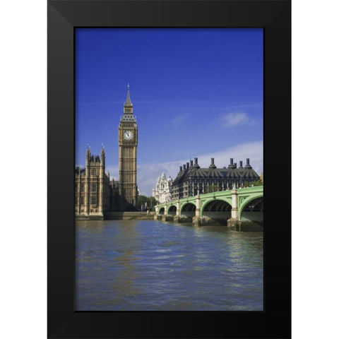 Great Britain, London cityscape of downtown Black Modern Wood Framed Art Print by Flaherty, Dennis