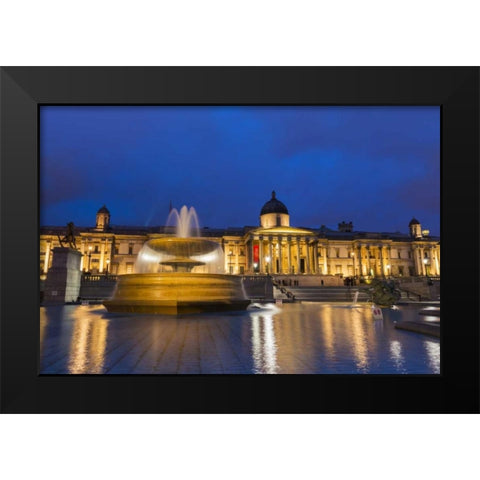 England, London National Gallery at twilight Black Modern Wood Framed Art Print by Kirkland, Dennis