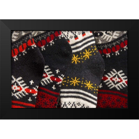 Estonia, Tallinn Wool socks at a market Black Modern Wood Framed Art Print by Ross, Nancy ,  Steve