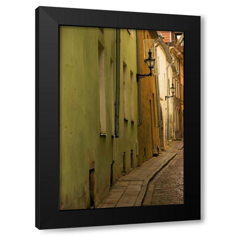 Estonia, Tallinn Narrow cobblestone street  Black Modern Wood Framed Art Print with Double Matting by Ross, Nancy ,  Steve