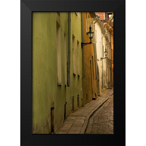 Estonia, Tallinn Narrow cobblestone street  Black Modern Wood Framed Art Print by Ross, Nancy ,  Steve