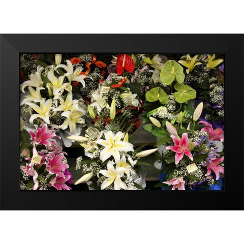 Estonia, Tallinn Flowers for sale at market Black Modern Wood Framed Art Print by Ross, Nancy ,  Steve