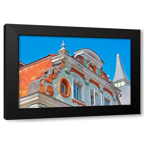 Historic buildings in the old town-Tallinn-Estonia Black Modern Wood Framed Art Print by Su, Keren