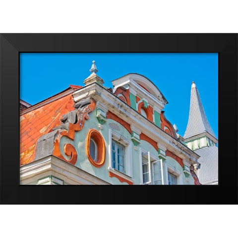 Historic buildings in the old town-Tallinn-Estonia Black Modern Wood Framed Art Print by Su, Keren